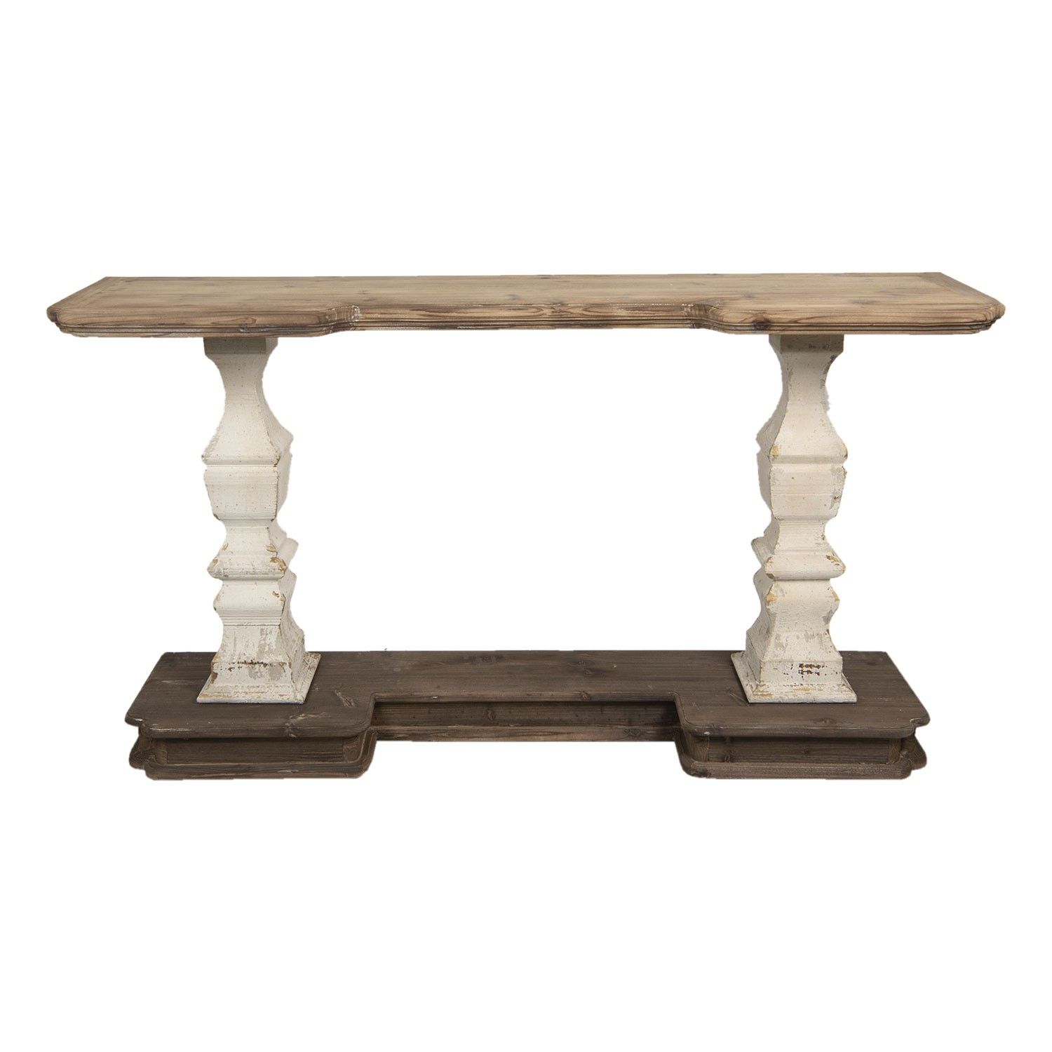 Hnědo bílý dřevěný nástěnný stůl Henri - 157*40*86 cm Clayre & Eef - LaHome - vintage dekorace