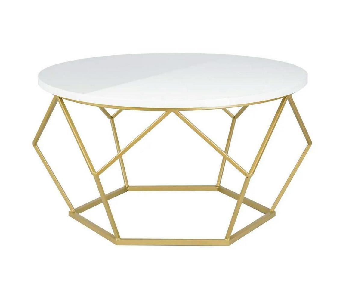 HowHomely Konferenční stolek DIAMOND 40x70 cm mosaz/bílá  -  Svět-svítidel.cz