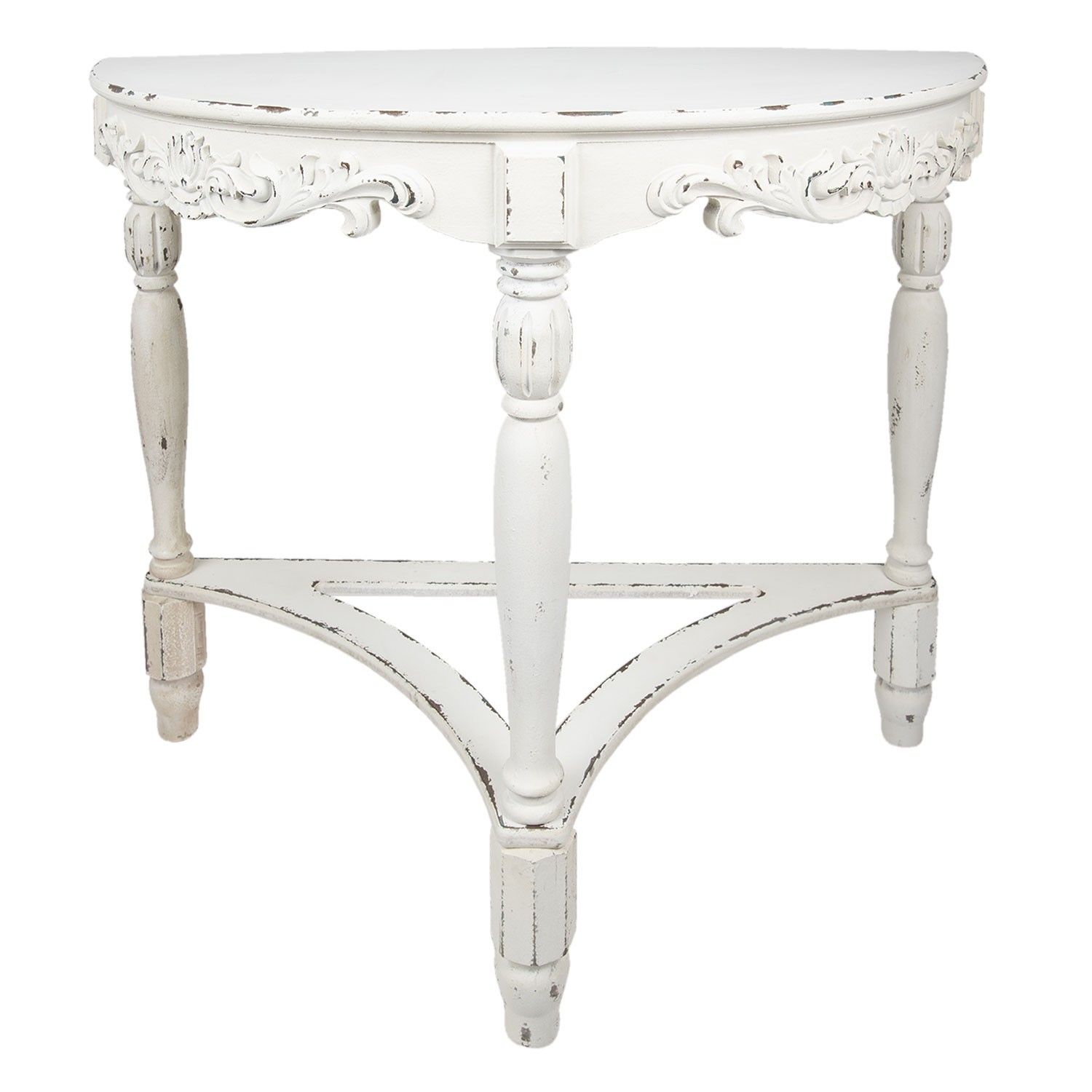 Bílý antik dřevěný odkládací stůl s vyřezáváním a zdobením Loiré - 106*48*87 cm Clayre & Eef - LaHome - vintage dekorace