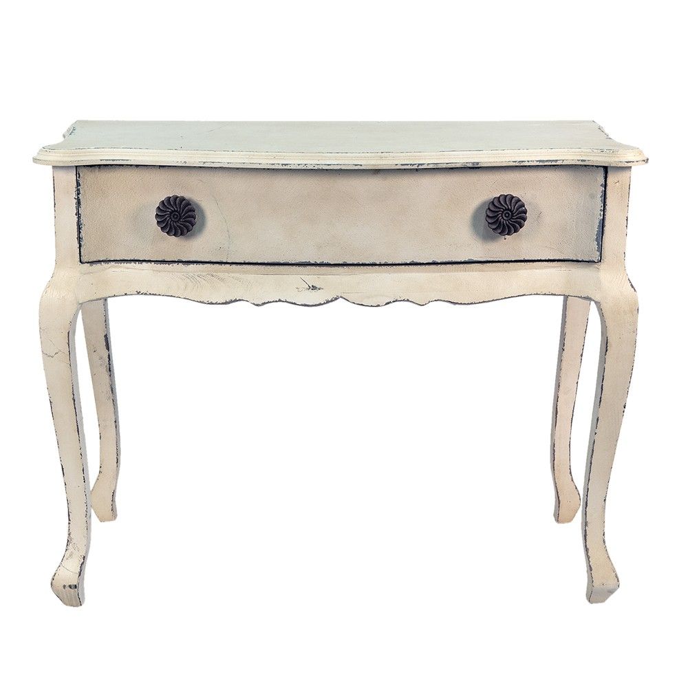 Krémový antik odkládací stůl se šuplíkem Ptio - 102*44*83 cm Clayre & Eef - LaHome - vintage dekorace