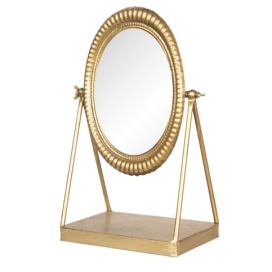 Zlaté antik kovové kosmetické zrcadlo Vioni - 23*13*35 cm Clayre & Eef