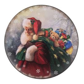 Dekorativní plastový talíř se Santa Clausem - Ø 33*1 cm Clayre & Eef