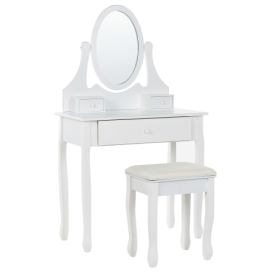 Toaletní stolek se 3 zásuvkami a stoličkou bílý ASTRE