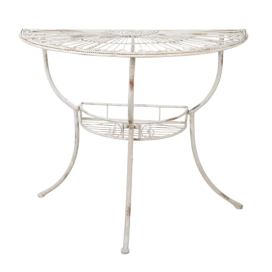 Bílý kovový zdobený nástěnný stůl Colette - 90*48*76 cm Clayre & Eef