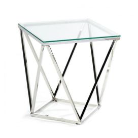 HowHomely Konferenční stolek DIAMANTA 50x50 cm chrom/čirá 