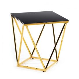 HowHomely Konferenční stolek DIAMANTA 50x50 cm zlatá/černá 