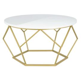 HowHomely Konferenční stolek DIAMOND 40x70 cm mosaz/bílá 