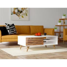  Konferenční stolek GRANDE 42x100 cm bílá/hnědá 