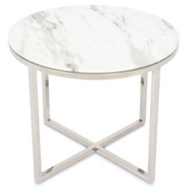 HowHomely Konferenční stolek VERTIGO 50x60 cm chrom/bílá 