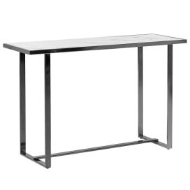 Skleněný konzolový stolek efekt bílého mramoru / stříbrná PLANO