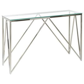 Skleněný konzolový stolek stříbrný WESO