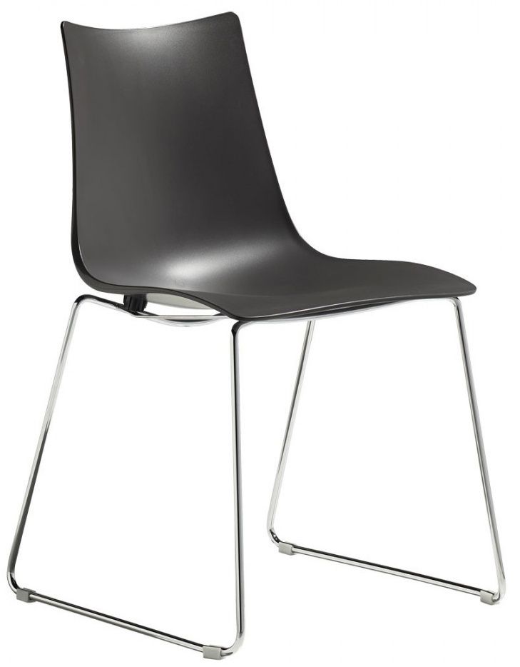 SCAB - Židle ZEBRA TECHNOPOLYMER s ližinovou podnoží - antracitová/chrom - 