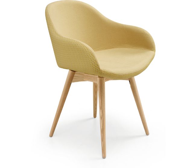 MIDJ - Židle SONNY s dřevěnou podnoží s područkami - 
