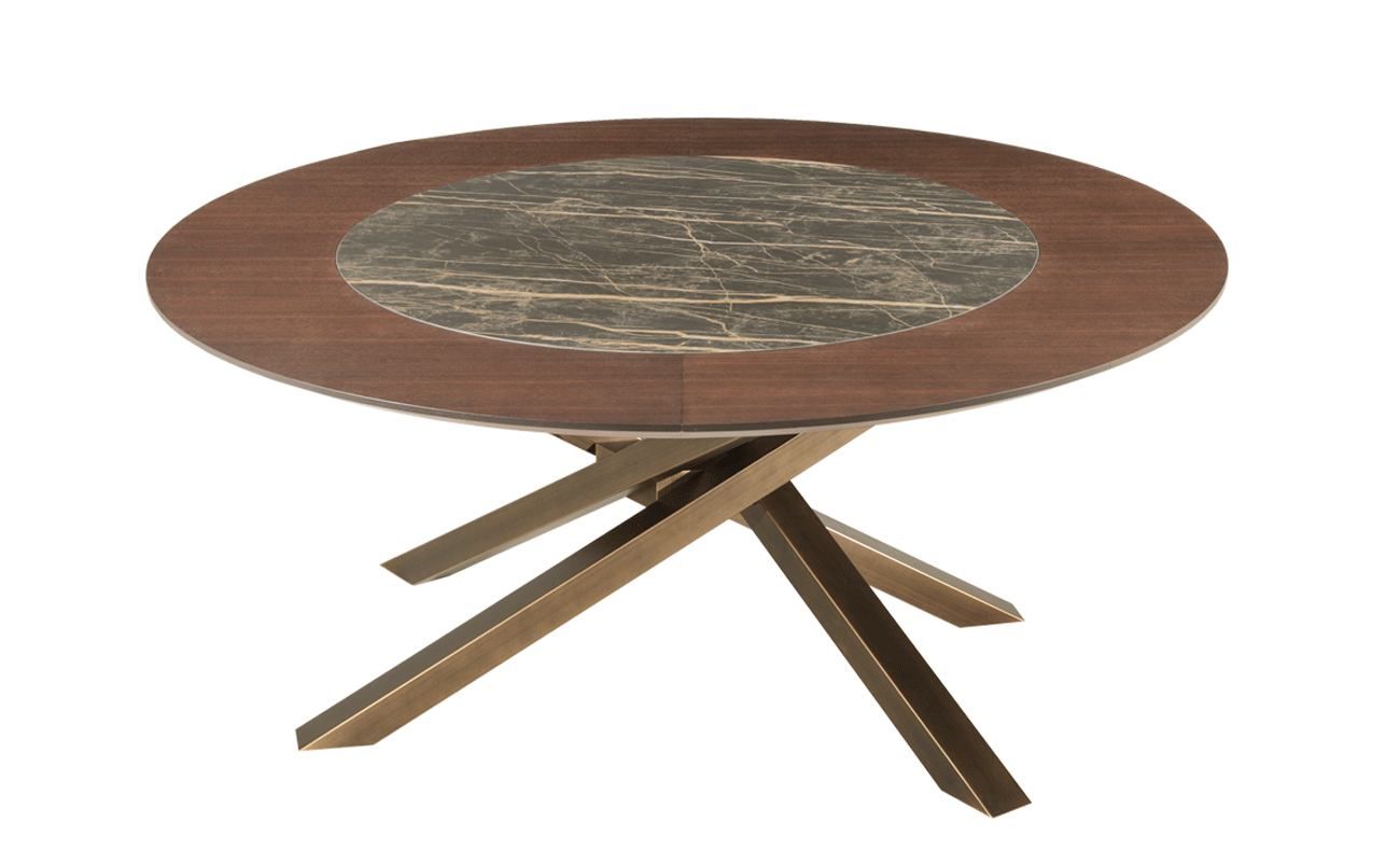 RIFLESSI - Stůl SHANGAI s kruhovou keramicko-dřevěnou deskou - 
