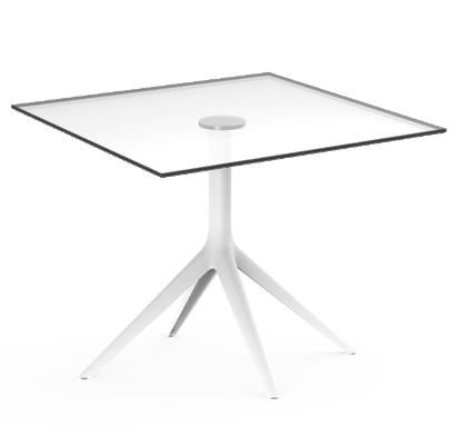 VONDOM - Čtvercový stůl MARI-SOL skleněná deska, různé velikosti (čtyřramenná podnož) - 