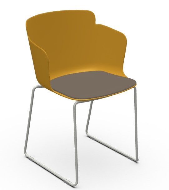 MIDJ - Židle CALLA s čalouněným sedákem a ližinovou podnoží - 