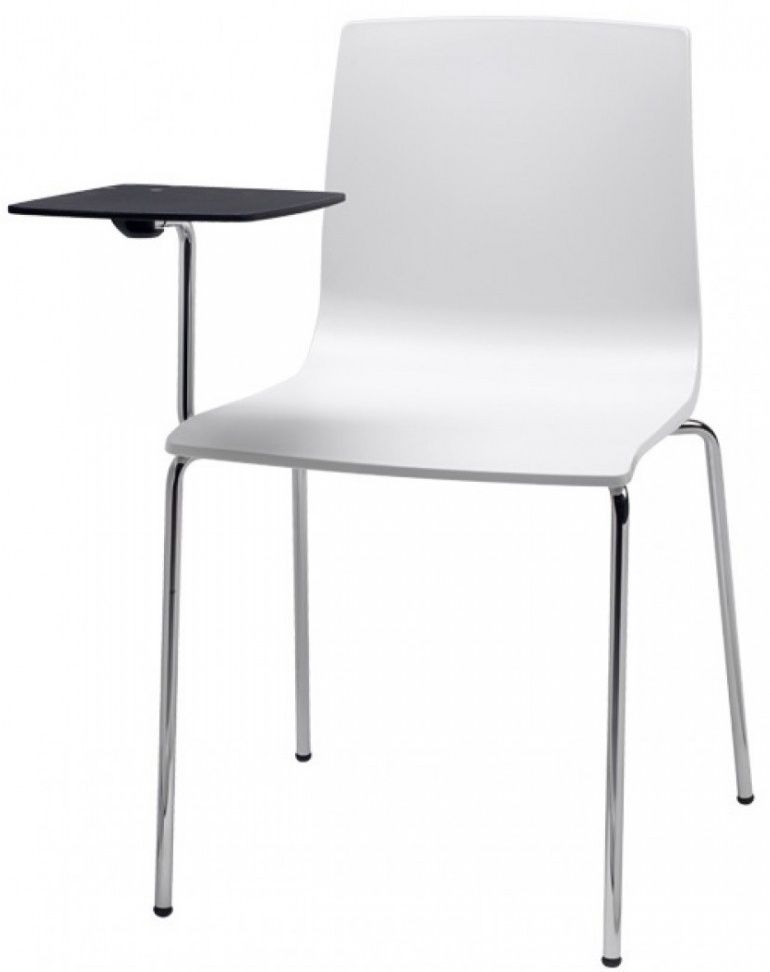 SCAB - Židle ALICE s psacím stolkem - bílá/chrom - 