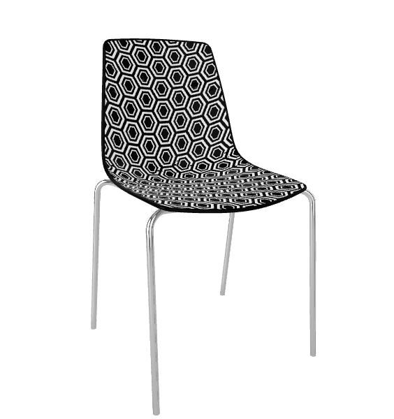 GABER - Židle ALHAMBRA NA, černobílá/chrom - 
