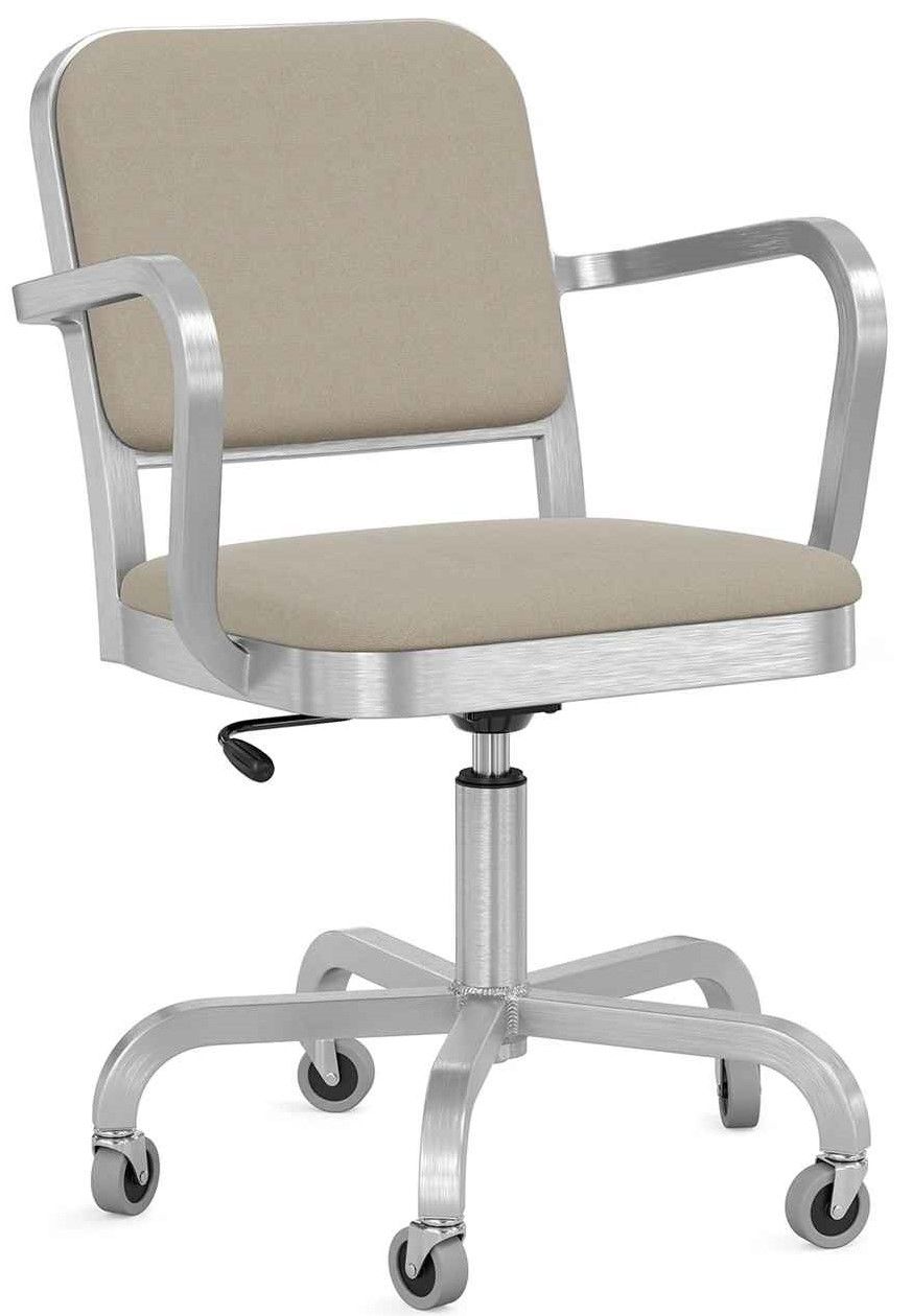 EMECO - Čalouněná židle na kolečkách s područkami NAVY - 