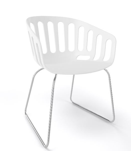 GABER - Židle BASKET ST, bílá/chrom - 