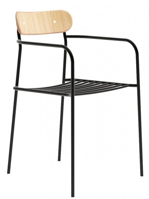 INFINITI - Židle ÚTI s dřevěným opěrákem a područkami - 