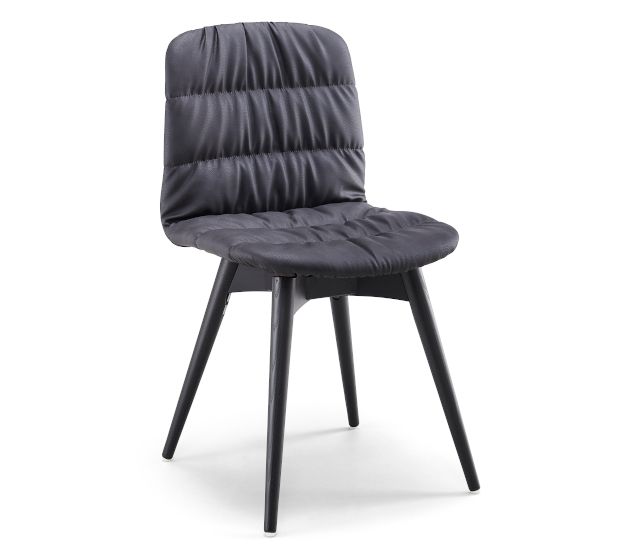 MIDJ - Čalouněná židle LIÙ, dřevěná podnož - 