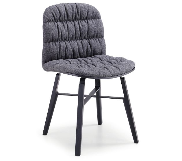 MIDJ - Čalouněná židle LIU\' s dřevěnou podnoží a kovovými detaily - 