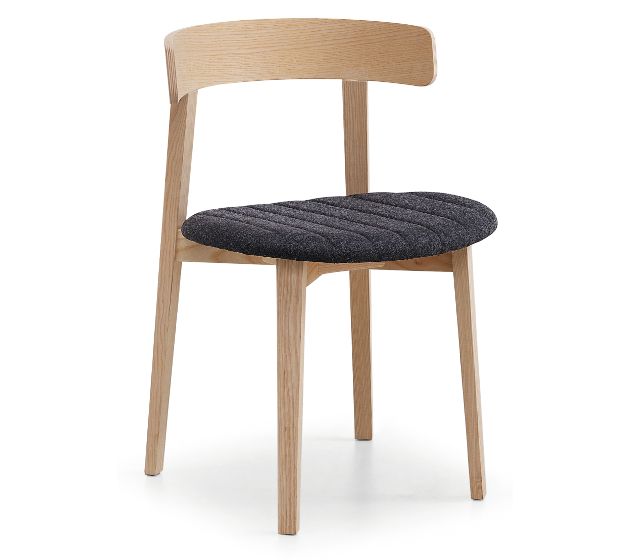 MIDJ - Dřevěná židle Maya s čalouněným sedákem - 