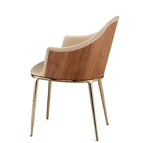 MIDJ - Židle Lea s područkami a dřevěnou skořepinou - 