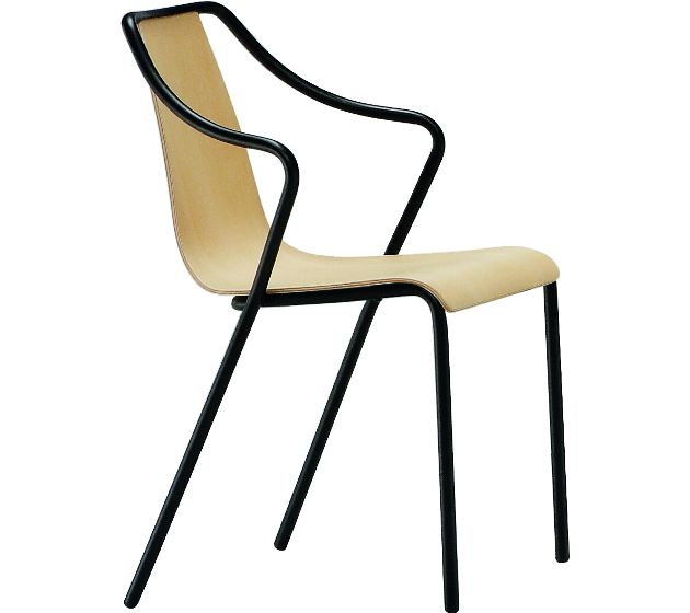 MIDJ - Židle OLA, dřevěný sedák s područkami - 