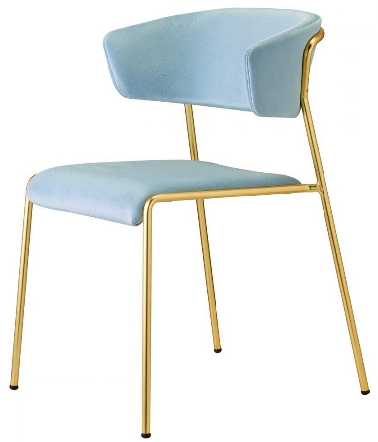 SCAB - Židle LISA s područkami - světle modrá/mosaz - 