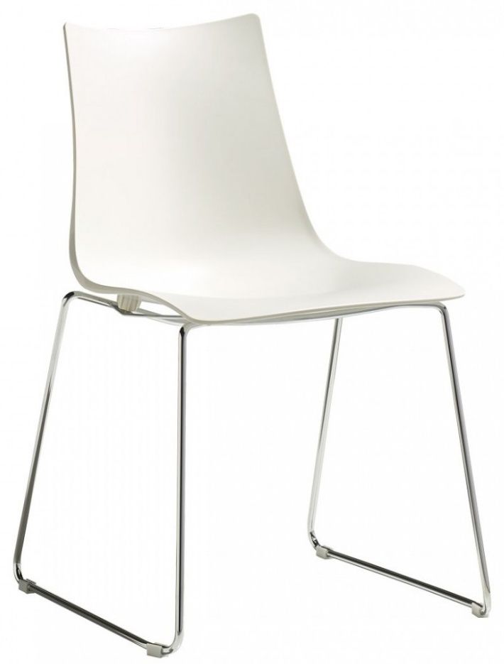SCAB - Židle ZEBRA TECHNOPOLYMER s ližinovou podnoží - bílá/chrom - 
