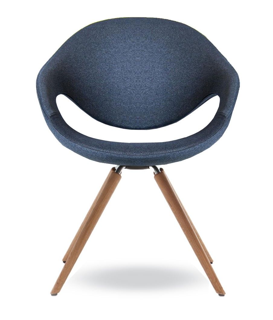 TONON - Čalouněná židle MOON, dřevěná podnož - 