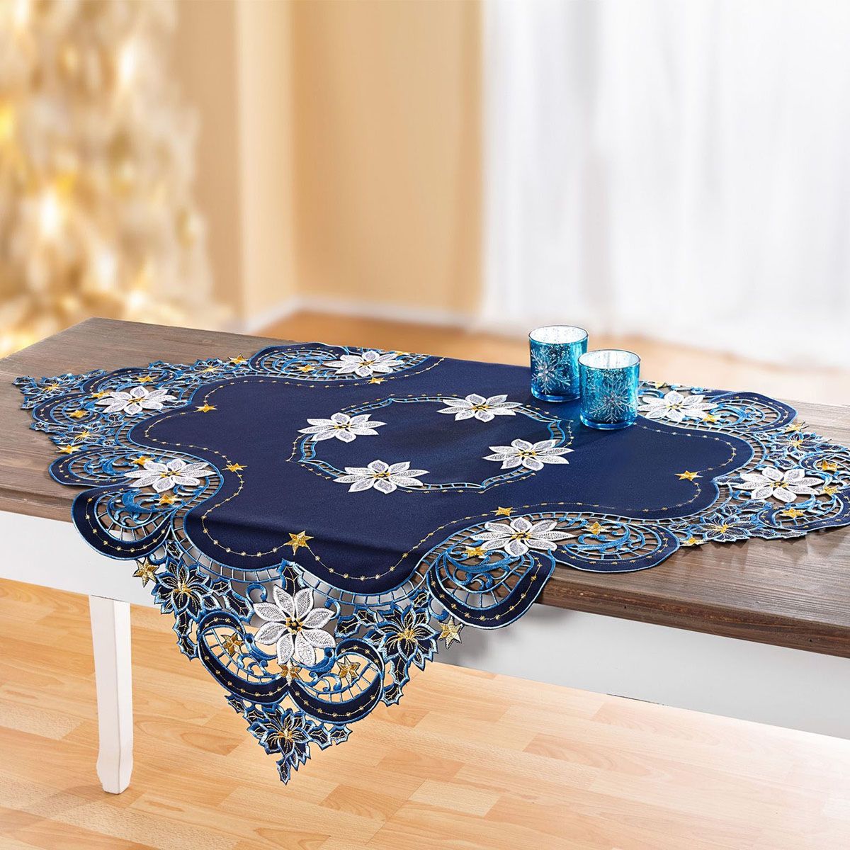 Die moderne Hausfrau Běhoun na stůl Modré Vánoce, 85 x 43 cm - Velký Košík