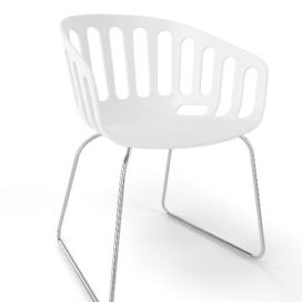 GABER - Židle BASKET ST, bílá/chrom