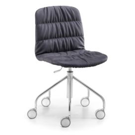 MIDJ - Výškově stavitelná čalouněná židle LIÙ, podnož s kolečky