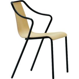 MIDJ - Židle OLA, dřevěný sedák s područkami