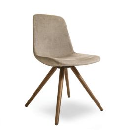 TONON - Čalouněná židle STEP s kulatou dřevěnou podnoží