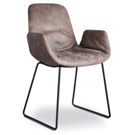 TONON - Čalouněná židle STEP SOFT s ližinovou podnoží a područkami