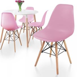   Miadomodo Sada 4 jídelních židlí s plastovým sedákem, růžová\r\n