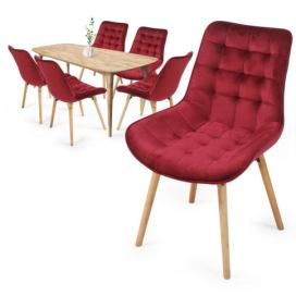  MIADOMODO Sada prošívaných jídelních židlí, červená 6 ks\r\n