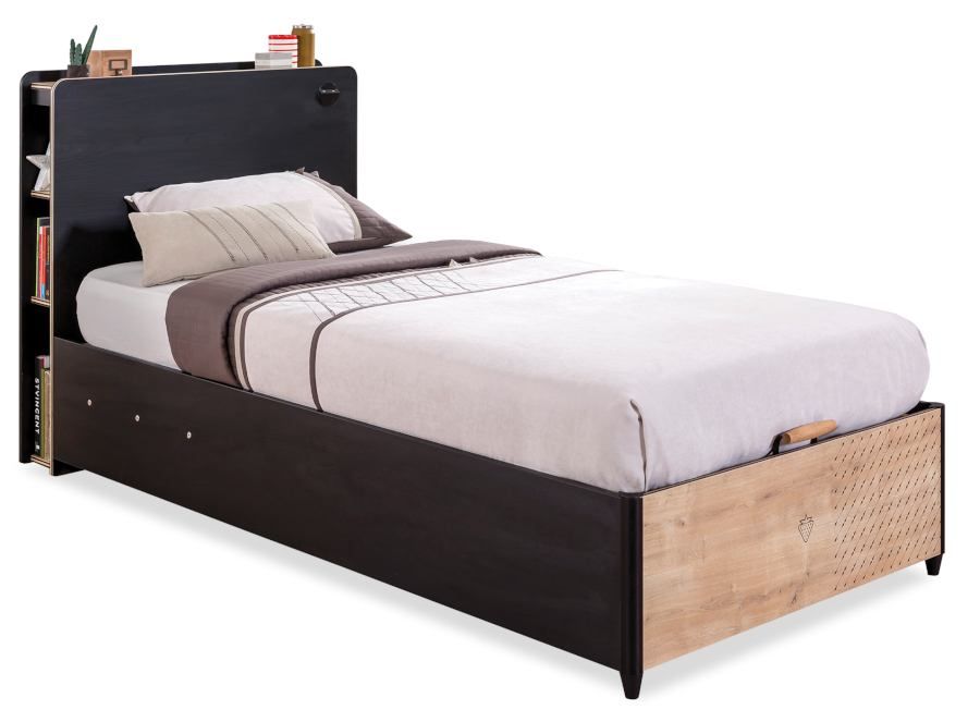 ČILEK - Studentská postel s úložným prostorem BLACK včetně matrace 100x200 cm - 