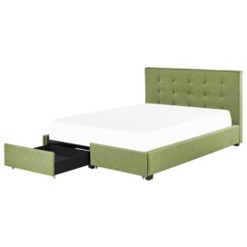 Čalouněná postel s úložným prostorem 180 x 200 cm zelená LA ROCHELLE