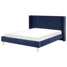 Sametová postel 180 x 200 cm modrá VILLETTE