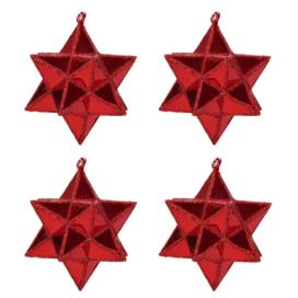 Homea Vánoční ozdoby na stromeček, červené hvězdy, 4 kusy, Ø 7,5cm