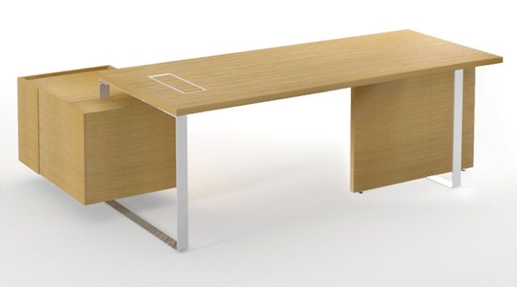 NARBUTAS - Kancelářský stůl PLANA 244x150x75 s modesty panelem a fixním kontejnerem na pravé straně - 