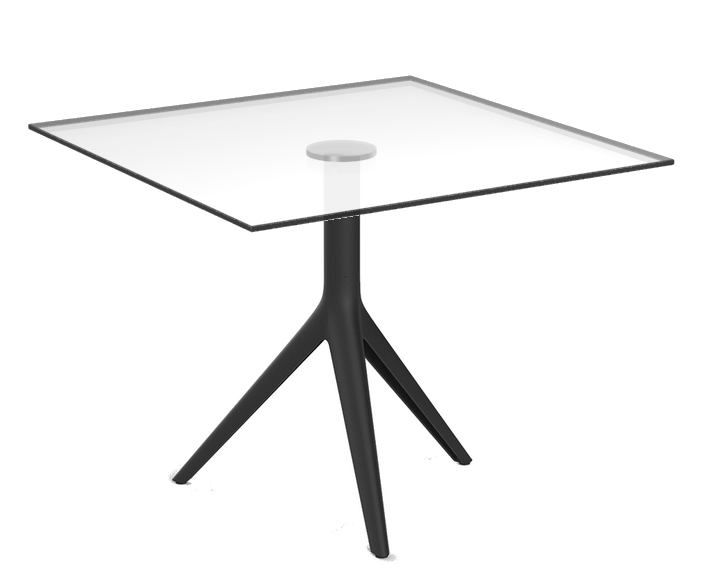 VONDOM - Čtvercový konferenční stolek MARI-SOL skleněná deska - různé velikosti (tříramenná podnož) - 