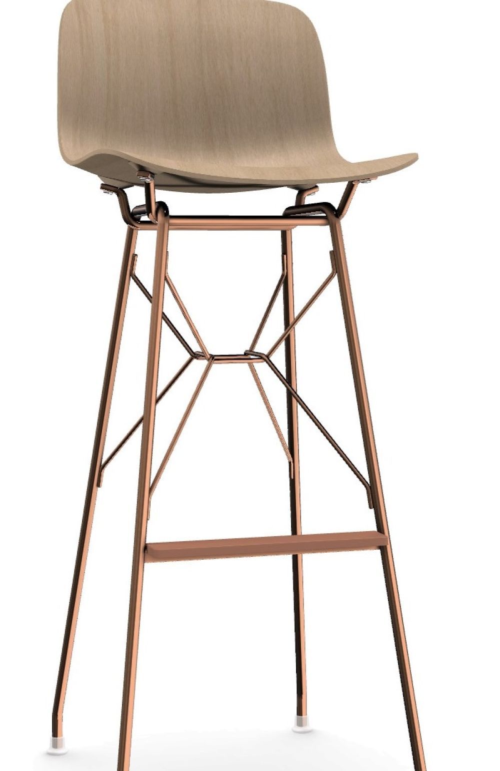 MAGIS - Barová židle TROY WIREFRAME s dřevěným sedákem - vysoká - 