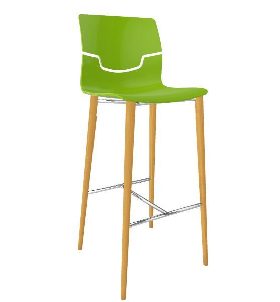 GABER - Barová židle SLOT BL - vysoká, zelená/buk - 