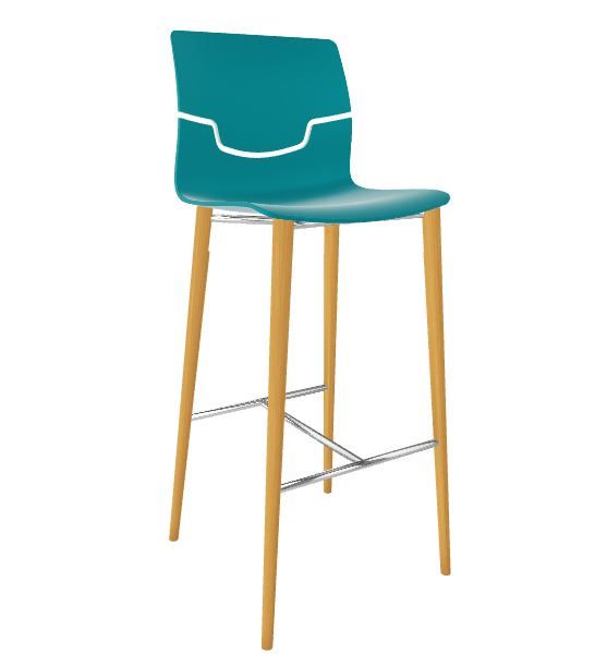 GABER - Barová židle SLOT BL - vysoká, tyrkysová/buk - 